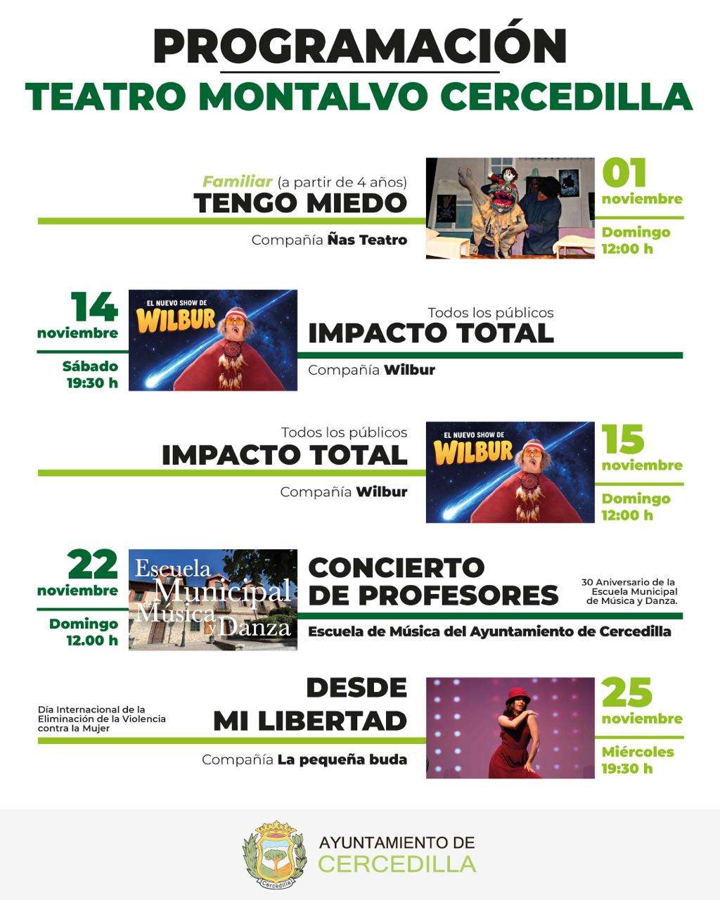 Cercedilla se llena de cultura con la programación de noviembre en el Teatro Montalvo